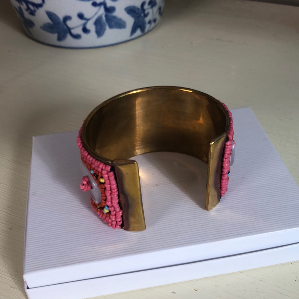 New Boho Southwestern Beaded Brass cuff bracelet - Picture 6 of 6